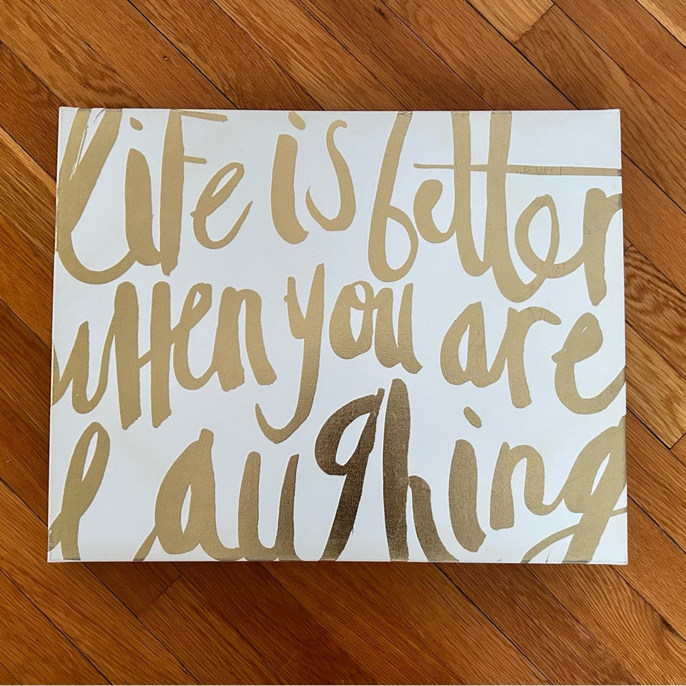 Oliver Gal - Wall Art canvas, Gold, “Life is Better when you are Laughing”